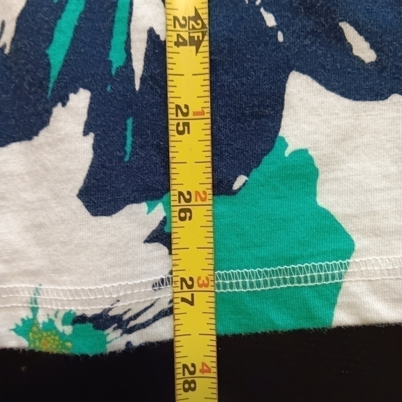 Christopher Banks Floral T-shirt Blouse Large Stretch White green blue Hawaiian - Picture 5 of 5